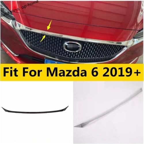 Yimaautotrims Front Up Grid Grill Grille Around Hoods Cover Trim Fit For Mazda 6 2019 2020 ABS Carbon Fiber / Exterior Refit Kit
