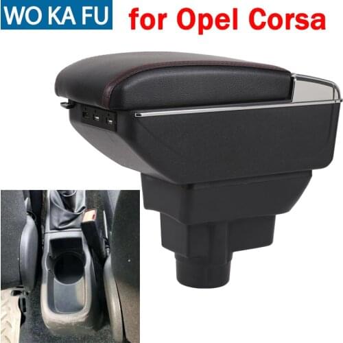 For Opel Corsa armrest box central Store content box with cup holder ashtray Can rise with USB accessory