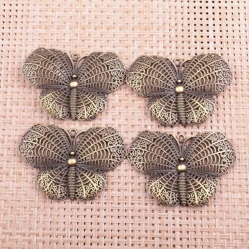 Antique Bronze Plated, Zinc Alloy Butterfly-shaped Metal Pendant, Charms for Jewelry Making, Handmade DIY Necklace Accessories