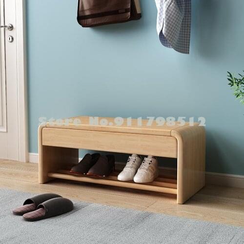 Nordic solid wood shoe changing stool wooden stool household simple and modern door can be seated into the door shoe changing st