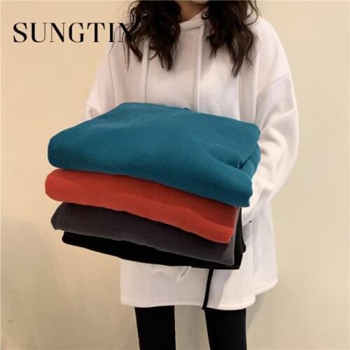 Sungtin 5 Colors Casual Loose Oversized Hoodies Women Autumn Winter Warm Vintage Sweatshirts Fall 2020 Women Clothing Korean