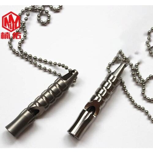 1PC Titanium Alloy Whistle EDC Survival Emergency Survival Whistle Outdoor Multifunction Camping Hunting Tool Including Chain