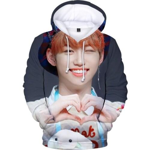 StrayKids New Album 3d Sweatshirt with Pocket Crewneck Fleece Warm Kawaii Harajuku Long Sleeve Winter Hoodies Stray Kids Kpop