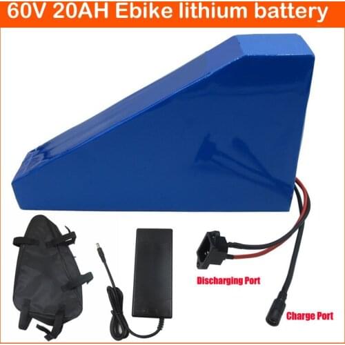 High Power 2000W 60V 20AH Triangle battery 16S 60 V 18AH Lithium Electric Bike battery pack with Free bag 40A BMS and 5A Charger