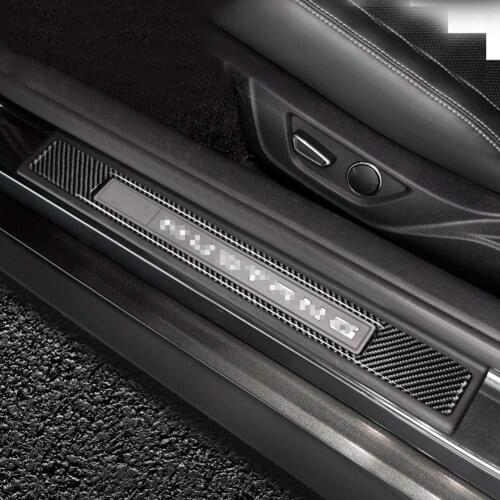 Carbon Fiber Style Plastic Sticker Door Sill Protector Guard For Ford Mustang GT 2015 2016 2017 2018 Accessories