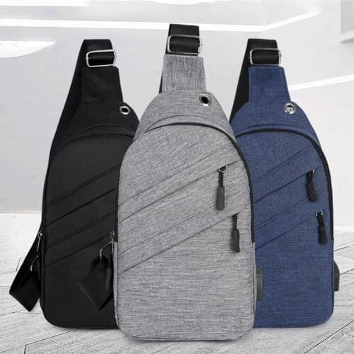 Outdoor Men Crossbody Bag Canvas Large Capacity Casual Shoulder Bag with USB Charge Hole ZJ55