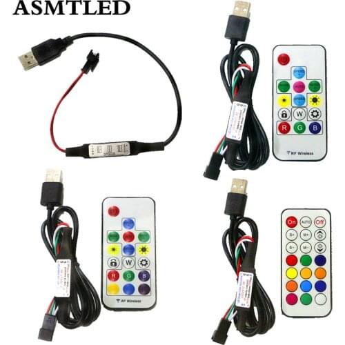 USB Pixel RF Remote Controller Mini 3Key 14Key 17Key 21Key Wireless Control for 5V WS2812B SK6812 Full Color LED Strip light