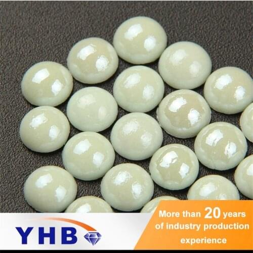 YHB AAAAA Lt.Erinite Half-Round Hotfix Ceramic Pearl Rhinestones Iron-on For Garment Furniture Accessory