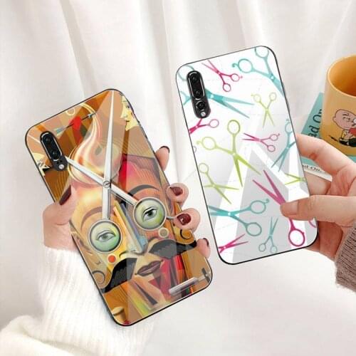 Stylist Scissors Funny Phone Case Tempered Glass For Huawei P30 P20 P10 lite honor 7A 8X 9 10 mate 20 Pro