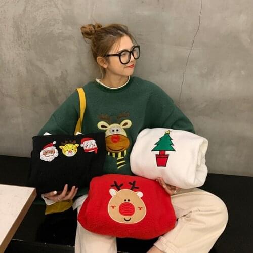 Oversized Sweatshirt Women Thicken Teddy Autumn Winter Christmas Hoodies Lambswool Fake 2 Pcs Pullovers Casual Tops sudadera
