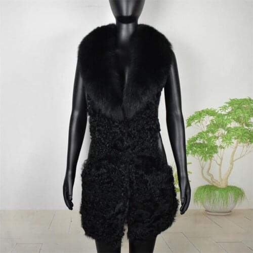 Winter Women"s wool Rabbit coat gift leather coat with Fox Fur raccoon fur collar jacket sheep shearing fur coat Fur