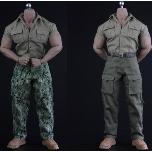 1/6 Military mens shirt and trousers Clothing model for M34 M35 action figure Muscle body