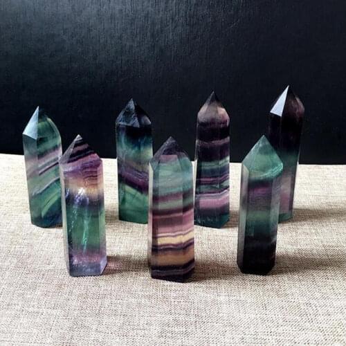 1pc Colorful Fluorite Hexagonal Ornaments Physiotherapy Crystal Clear Quartz for Reiki Chakra Therapy