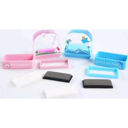 1Pc Rectangle 12x31mm Cute Water World Holder +Rubber Pads for Photosensitive Portrait Flash Stamp Machine