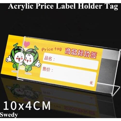 10 Pieces 10x4cm Mini Clear Acrylic Sign Display Holder L-Shape Acrylic Name Card Price Card Tag Label Counter Top Stand