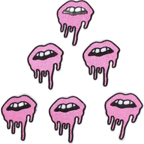 10pcs Embroidered Halloween Patches Iron On Mouth Stickers Handmade Apparel Bags Jeans Coats Jacks Sweater Appliques Badge