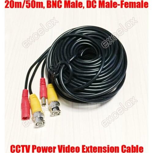 20m 50m Power Video Extension Cable w/ BNC Male Connector & 2.1mm DC Power Plug for CCTV Security Camera by Excelax