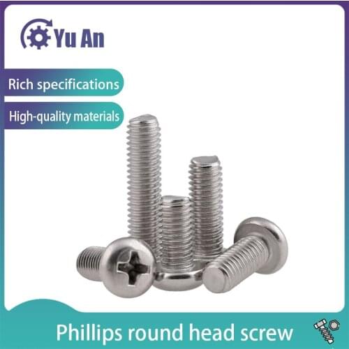 304 Stainless Steel Cross Round Head Screw Gb818 Pan Head Cross Machine Screw PM Yuan Machine M1-m3.0 50PCS