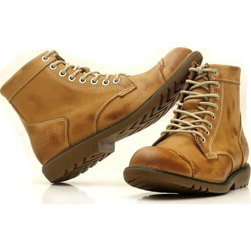 Hot Sale Men Fashion Shoes Breathable Anti Skit Genuine Leather Ankle Boots For Men Lace Up Comfortable Desert Boots Yellow