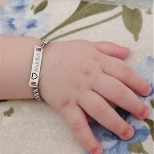 Engraved Baby Name Bracelets Stainless Steel Jewelry Adjustable ID Bracelets & Bangles New Born to Child Girls Boys Gift