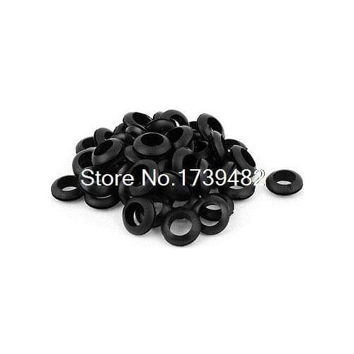 16mm Inner Dia Black Double Side Cable Wire Grommets Protector Ring 50 Pcs