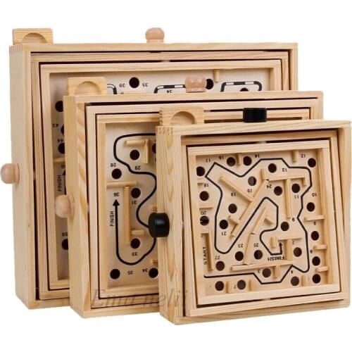 Wooden 3D childrens intelligence track ball wooden childrens desktop balance ball game hand maze educational toys