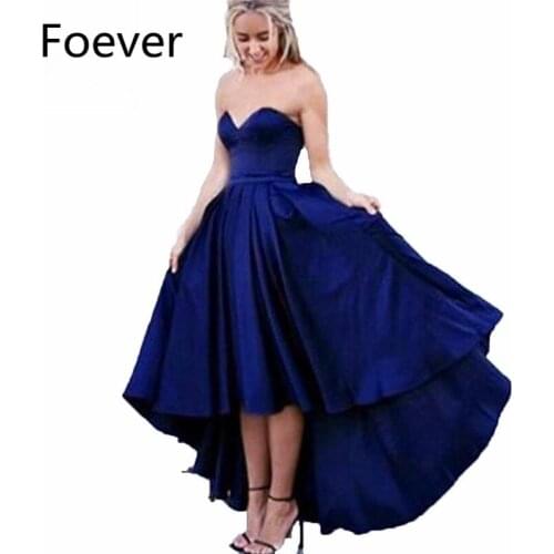 2019 Elegant Navy Blue Hi Lo Gown Navy Blue Prom dresses Long Sweetheart dress for graduation Evening Prom Dress