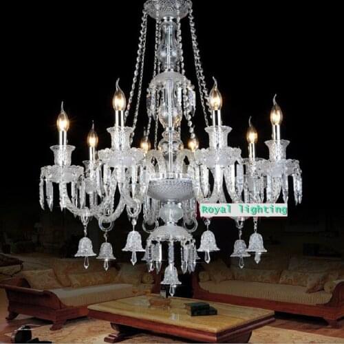 Modern bell pendant chandelier crystal big liviing room hotel villa crystal chandeliers led hanging light candelabra