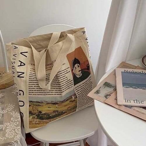 Van Gogh Oil Painting British Museum Peripheral Canvas Bag Shoulder Bag Handbag Shopping Bag Student School Bag Tote Bag