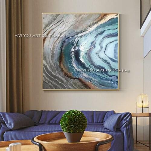 Hot Selling Sea Wave Paintings Home Decorative Canvas Wall Art 100% Handmade Oil Painting Group Decoration Unframe