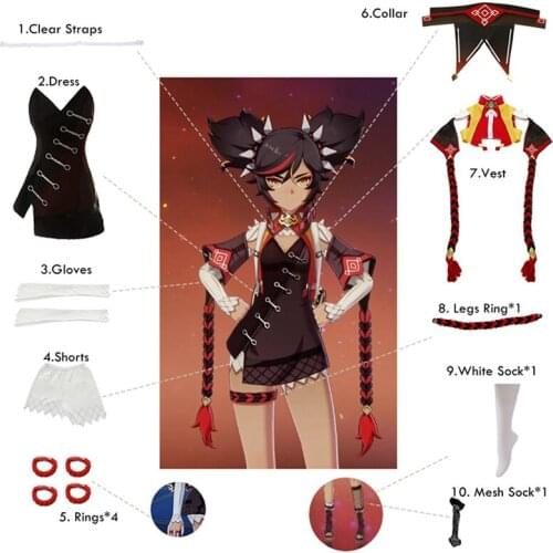 Game Genshin Impact Cosplay XINYAN Cosplay Costume Game shoes wigs XINYAN Costume for Women Halloween Suit Sexy Dress Outfit Set