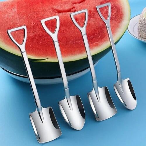 Creative Ice Shovel Spoon Stainless Steel Unique Shape Dessert Ice Cream Spoon Scoop Coffee Funny Kawaii Watermelon Shovel