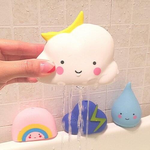 Cute Meteorological Toy Cloud Rainbow Drip Lightning Set PVC Baby Bath Toys Water Spray Tools Infant Education Enlightenment Toy