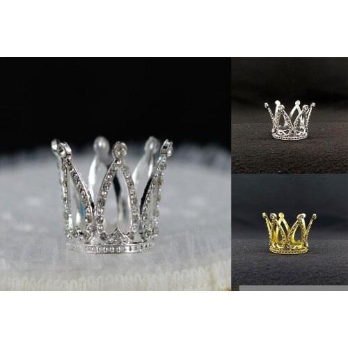 Mini Crown Princess Topper Crystal Pearl Tiara Children Hair Ornaments For Wedding Birthday Party Cake Decorating Tools Kid Gift