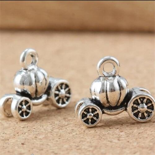 BULK 30 Zinc Alloy Fashion Halloween Pumpkin Car Carriage Charms Pendants DIY 3D Jewelry Making 11*13mm 1.5g