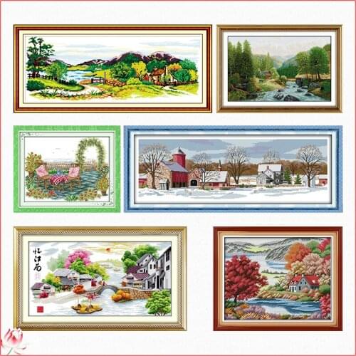 Joy Sunday My Dream Home Cross Stitch Kit DIY Pattern Embroidery Kit 11CT 14CT Needlework Sets Sewing Kit Home Decoration Crafts