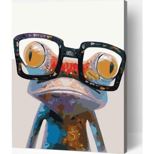 Wall Art Painting by number Animal Canvas Art The Frog With Glass Digital oil painting Wall Pictures For Living Room Home Decor