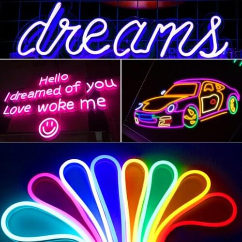 1M/2M/3M/4M/5M Neon Sign Waterproof Led Strip Light 12V 120Leds/m Led Tape Light DIY Decor Lighting Indoor & Outdoor Decoration