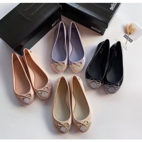 2021 New Melissa Women Jelly Shoes Fashion Beach Sandals Women Jelly Sandals Adult Melissa Female Flat Sweet Diamond Shoes SM058