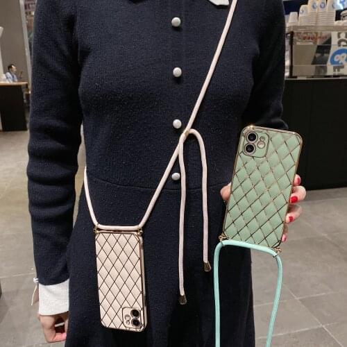 Necklace Lanyard Phone Case For iPhone 12 11 Pro Max Mini 6 6S 8 7 Plus X XS Max SE 2020 Strap Cord Funda Chain Back Cover