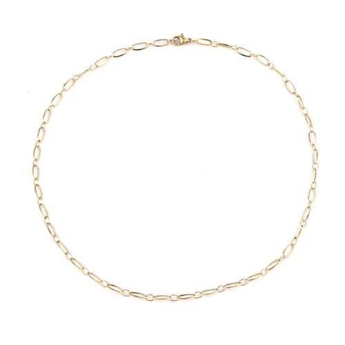 New Hot Sales Stainless Steel Gold Color Necklace Fashion Oval Chain Necklace For Women Classic Jewelry Gifts 50cm(19 5/8") long