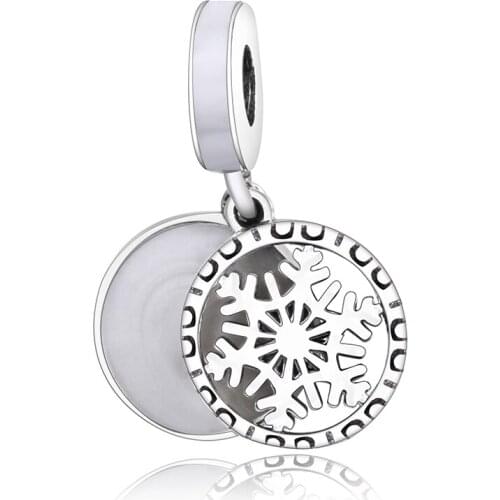 2017 Winter Snowflake Pendant 925 Sterling Silver Charm Beads Fit Original Pandora Charm Bracelet Dangle Necklace DIY Berloque