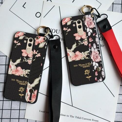 Luxury Rose 3D Stand Strap Cover For Huawei Mate 30 40 Lite 20X 5G 3D Emboss Flower phone Case For Huawei Mate 20X 40 Pro Plus