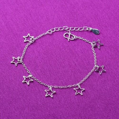 925 Sterling Silver Tassel Star Charm Bracelets Link Chain For Women Party Wedding Jewelry A169