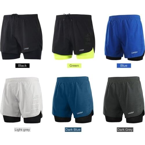 Lixada Mens 2 in 1 Running Shorts Mens Sports Shorts Quick Drying Training Exercise Jogging Cycling Shorts with Longer Liner