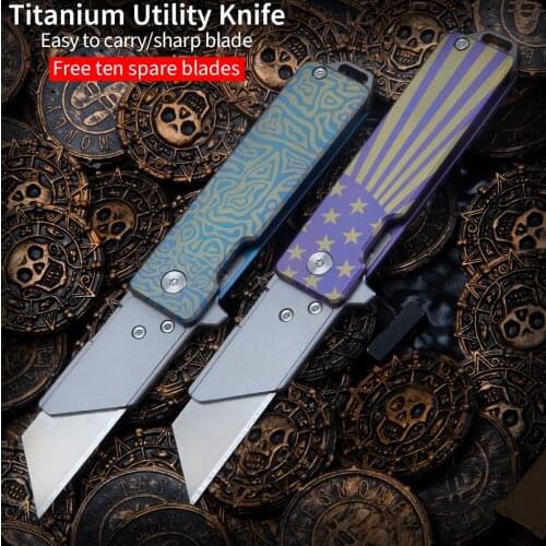 Titanium alloy tactical hunting camp EDC high hardness portable outdoor self-defense knife