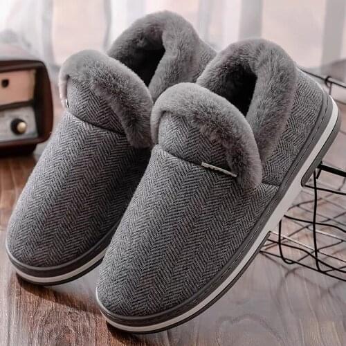 Slippers Home Mens Winter Shoes Soft Man Home Slippers Cotton Shoes Fleece Warm Windproof Anti-skid Women Slippers High Quality