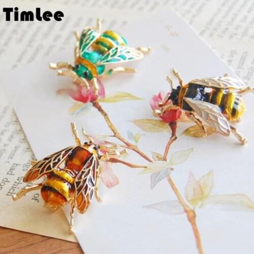 Timlee X178 Free shipping, New Personality Cartoon Colorful Glaze Insect Metal Brooch Pins Girl Jeans Bag Decoration wholesale