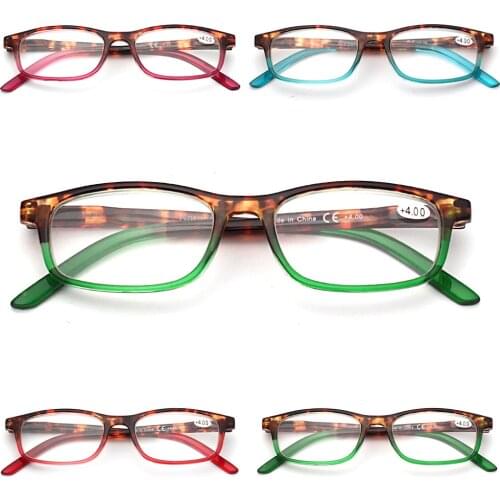 Fashionable Rectangular Reading Glasses, Spring Hinges, Reader Glasses for Men and Women, Multifocal Diopter 0.5 1.75 2.0 4.0