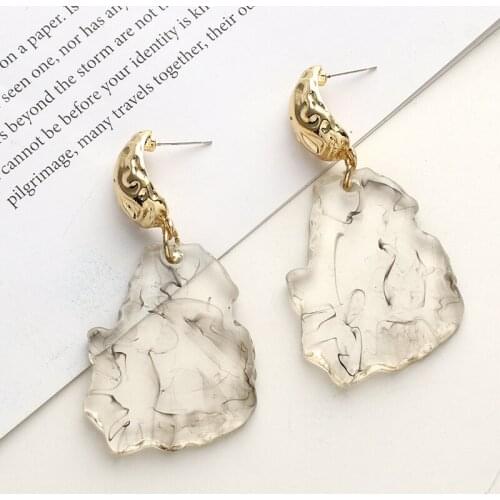Vintage Geometric Ink Painting Earrings Transparent Acrylic Irregular Earrings 12 Pairs/Lot E-075